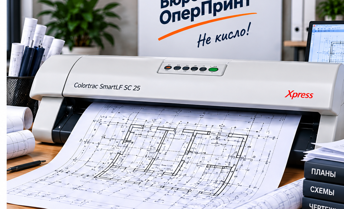 Протяжное сканирование чертежа на Colortrac SmartLF SC 25 Xpress